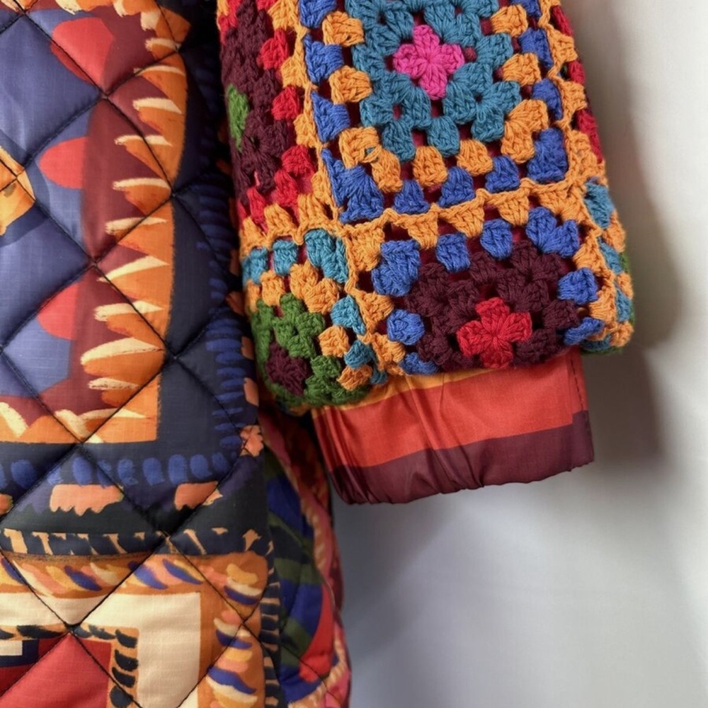 NWT FARM Rio Patchwork Tapestry Crochet Puffer Jacket - Picture 6 of 12